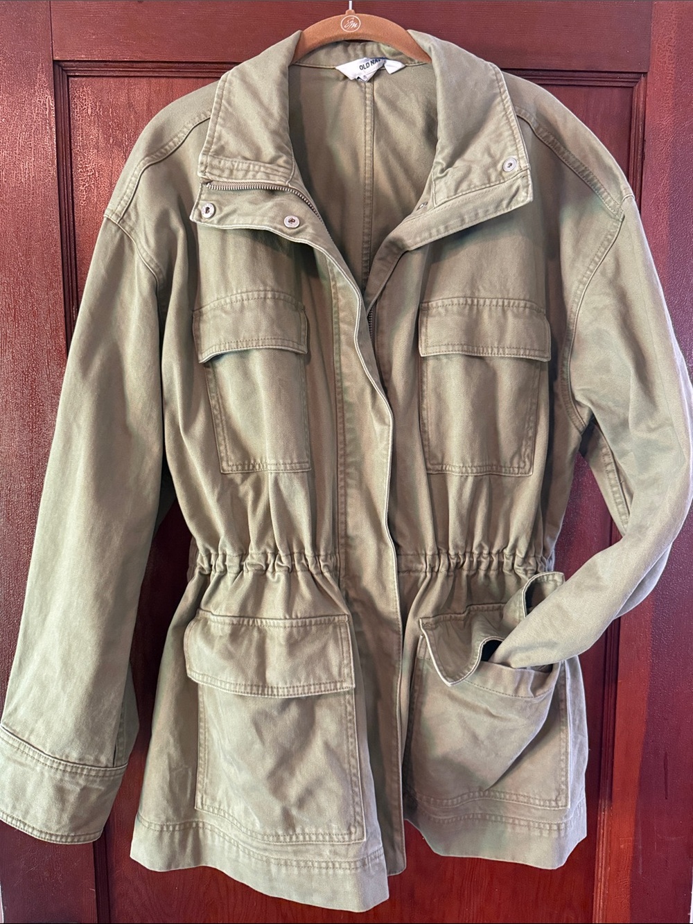 Utility Drawstring Waist Jacket - Olive Green
